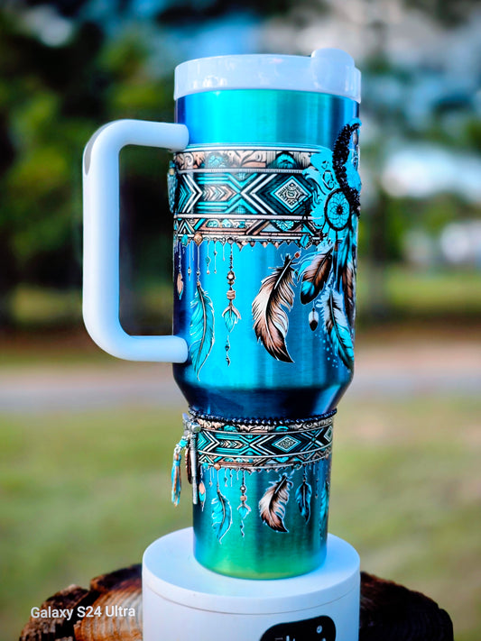 Chromo Shifting Bull Skull Tumbler