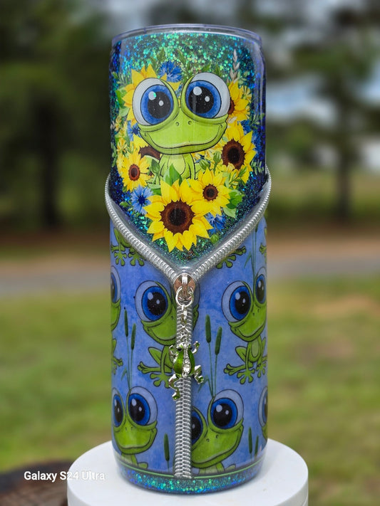 Cute Frog Zipper Tumbler